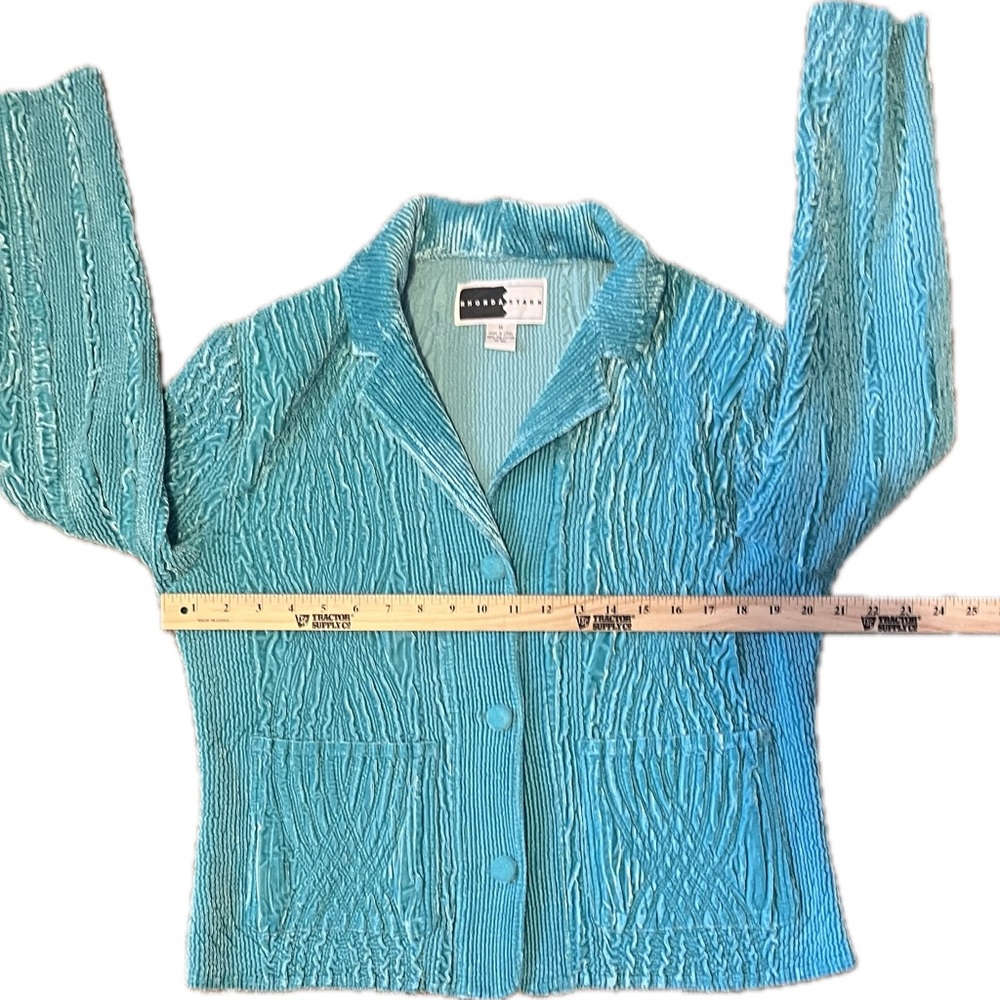 Rhonda Stark Crinkle Textured Blazer in Seafoam size M - Picture 9 of 11